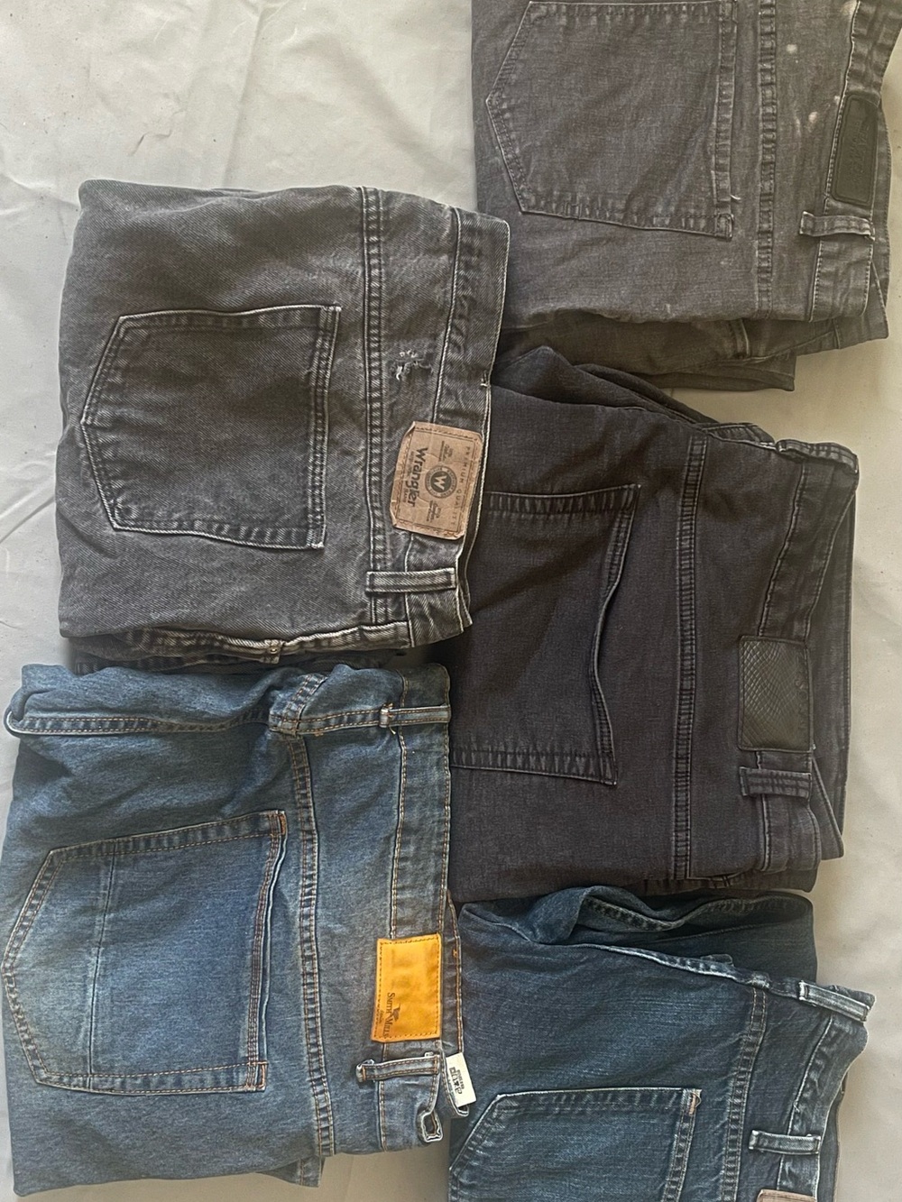Men's Black and Dark Gray Casual Jeans 5 Pack Bundle- Classic Everyday Fit